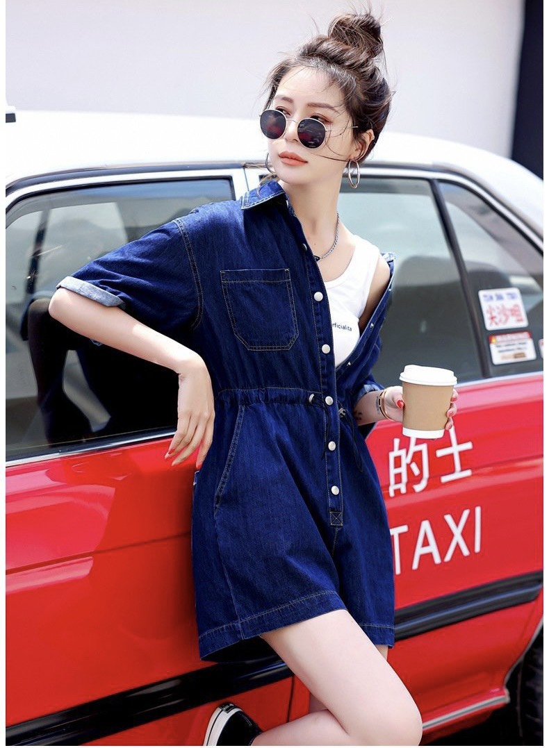 JUMPSUIT DENIM CỔ SƠ MI QUẦN SHORT